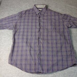 Alex Cannon‎ Button Down Shirt Mens XXL Purple Plaid Long Sleeve Cotton Top